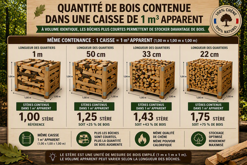 Bois de chauffage Eco Bûche 22-25 (Caisse Premium de 1,75 stère)